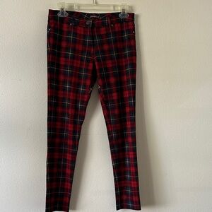 Plaid Ankle Pants in Red and Black